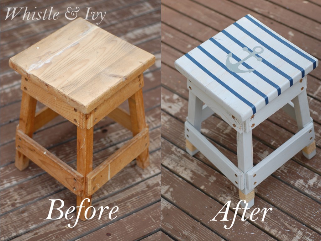 Nautical Striped Stool