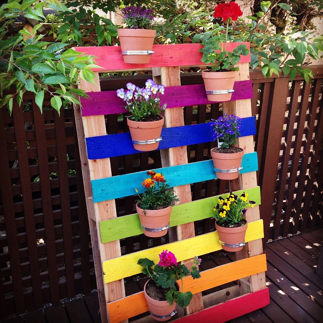 Rainbow Pallet Flower Garden Planter