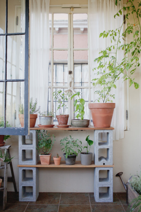 Cinder Block Plant Stand