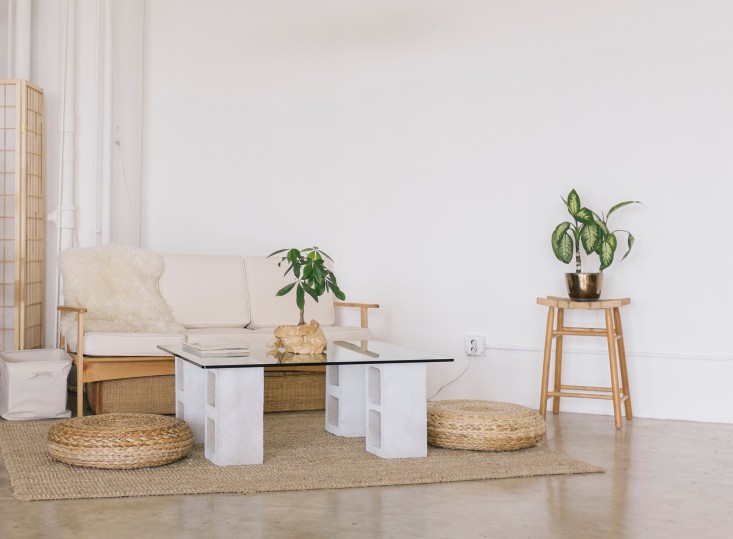 Glass and Concrete Coffee Table