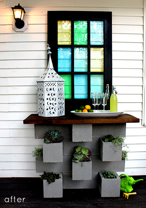 cinder block planter bar