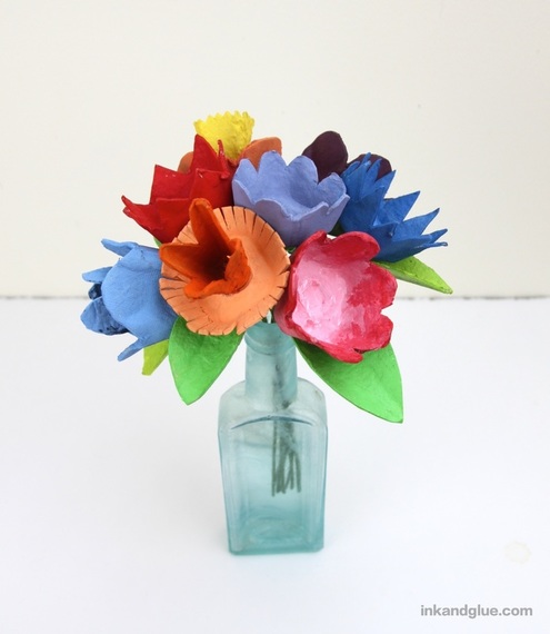 egg carton flower bouquet