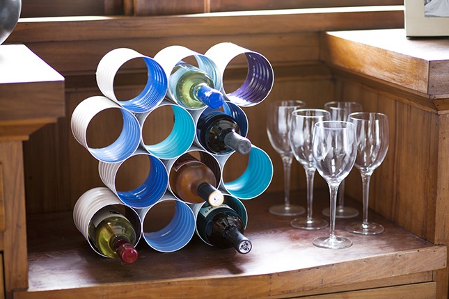 Wine Rack Made From Coffee Cans