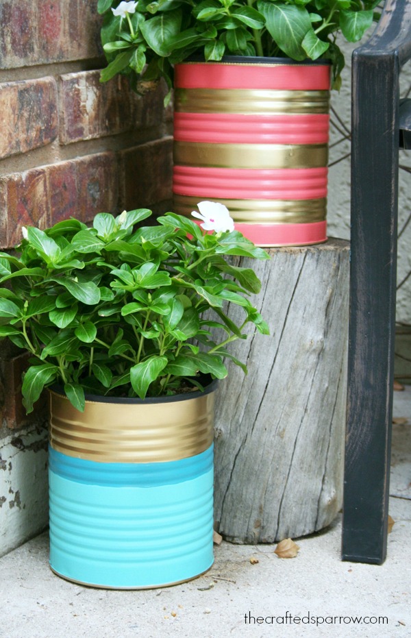 Painted Tin Can Planters