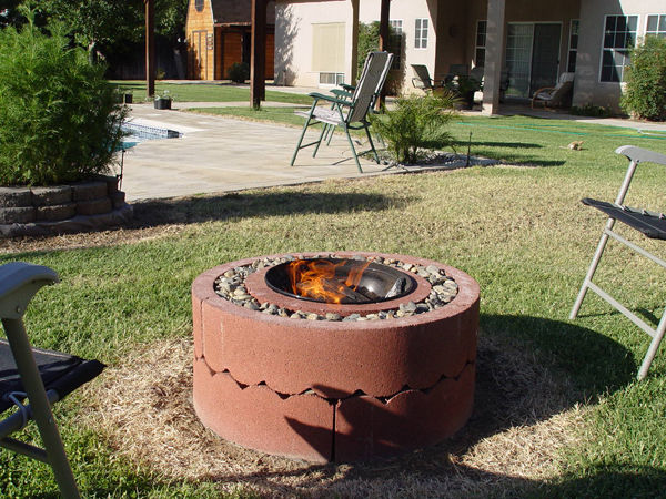 Fire Pit Using Concrete Tree Rings