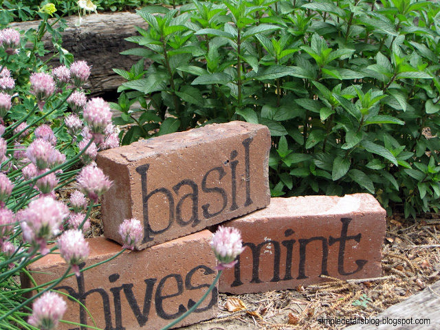 Turn old bricks into herb garden markers