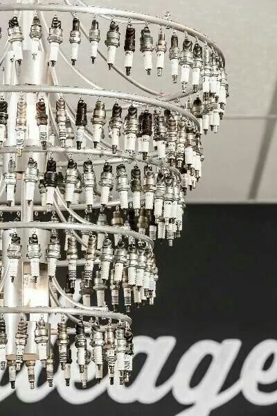Chandelier made of Spark Plugs