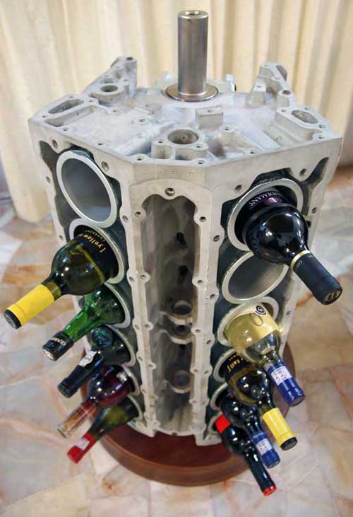 Engine Block Wine Rack