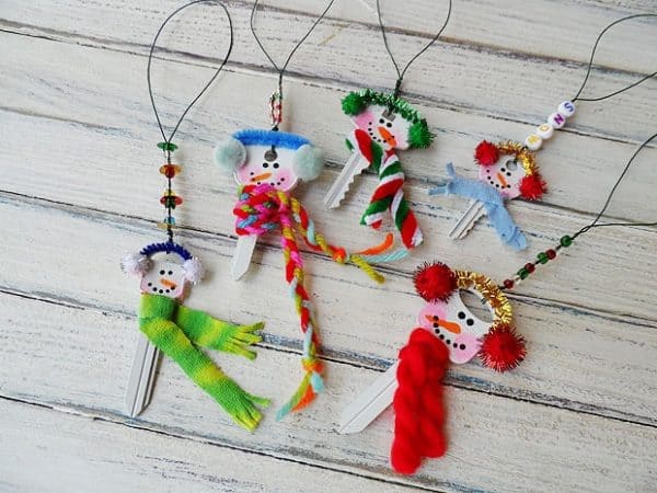 Recycled Key Snowman Ornaments