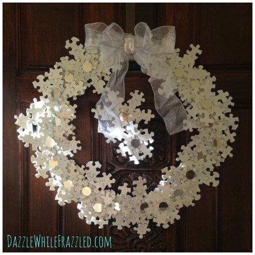 Snowflake Wreath From Puzzle Pieces