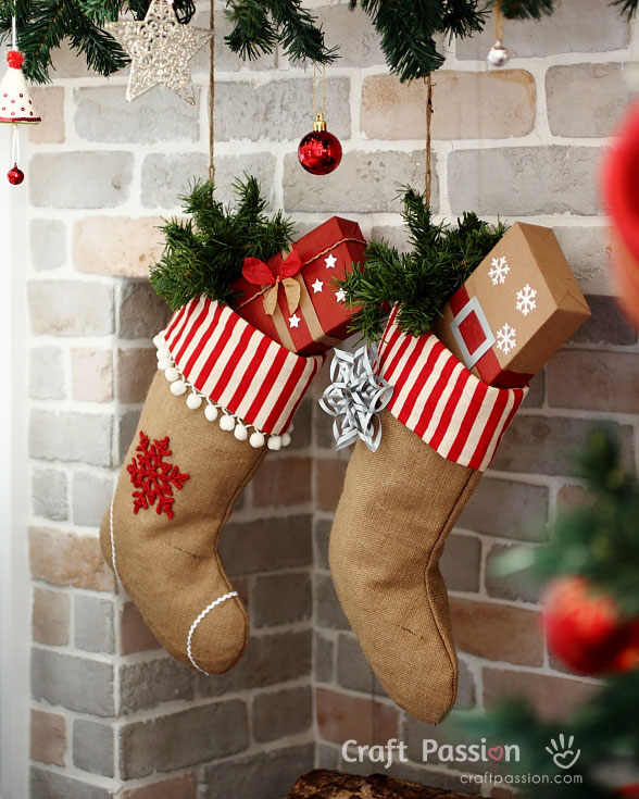 burlap christmas stocking