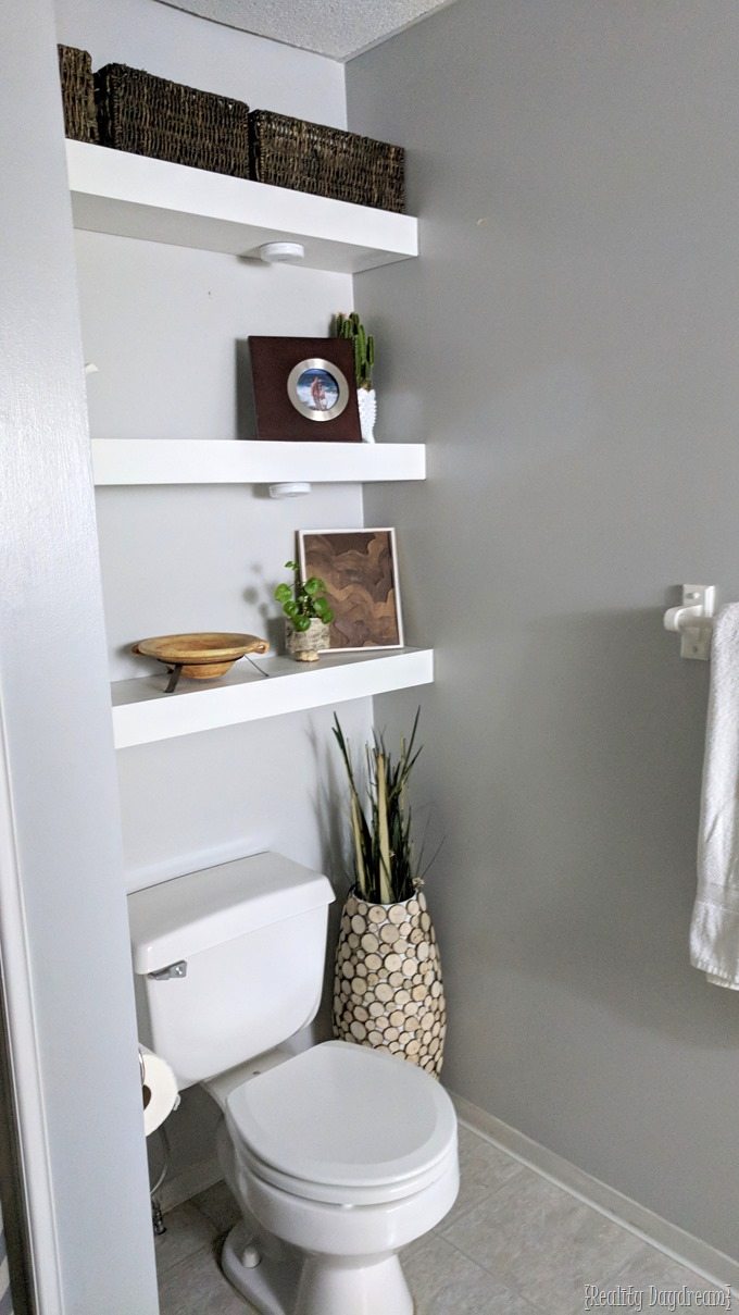 Floating Shelves Above the Toilet