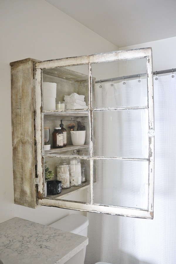 Old Window Bathroom Cabinet