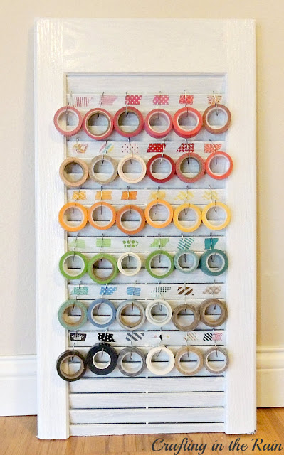 Repurpose an old shutter into a washi tape organizer