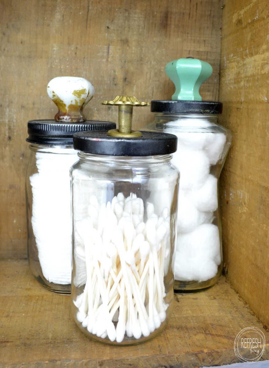 Reuse old glass jars as decorative storage