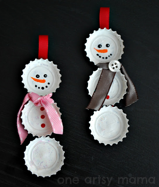 Bottle Cap Snowmen