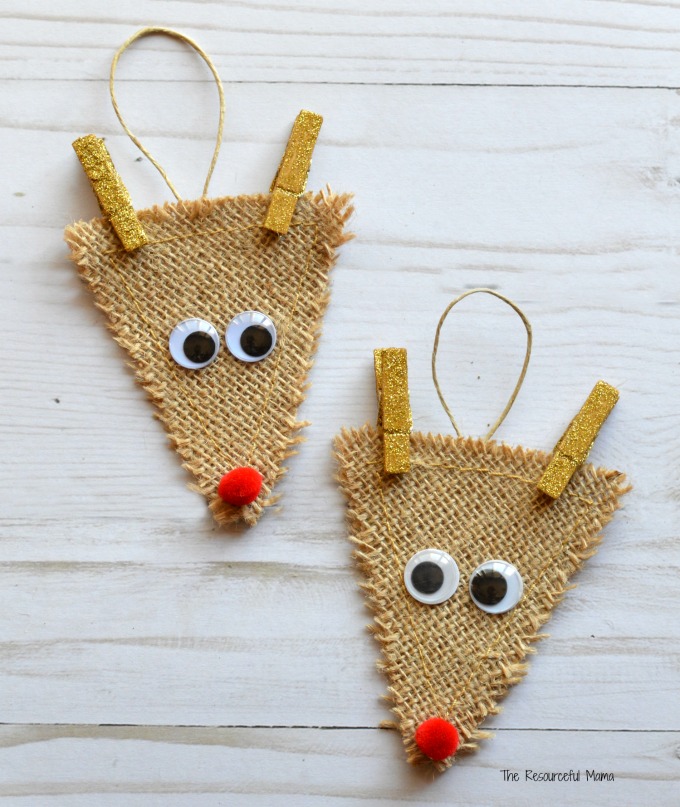 Burlap Reindeer Ornament