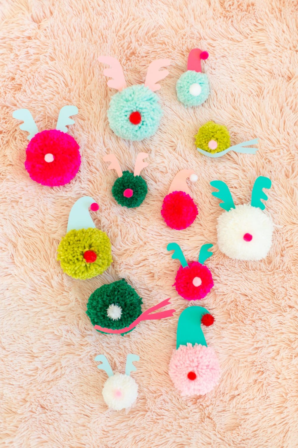 Pom-Pom Christmas Character Ornaments