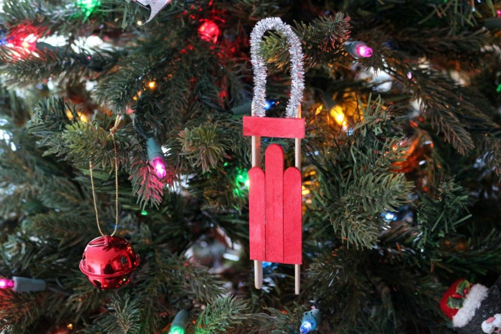 Popsicle Stick Sled Ornament