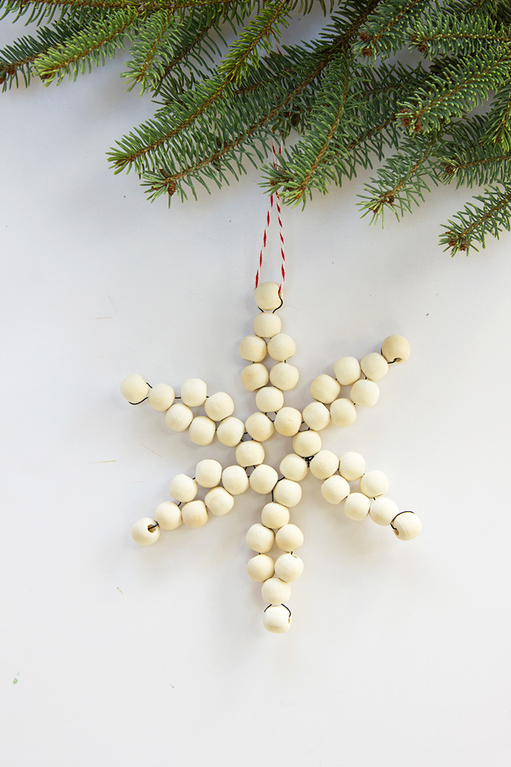 Wood Bead Snowflake Ornament