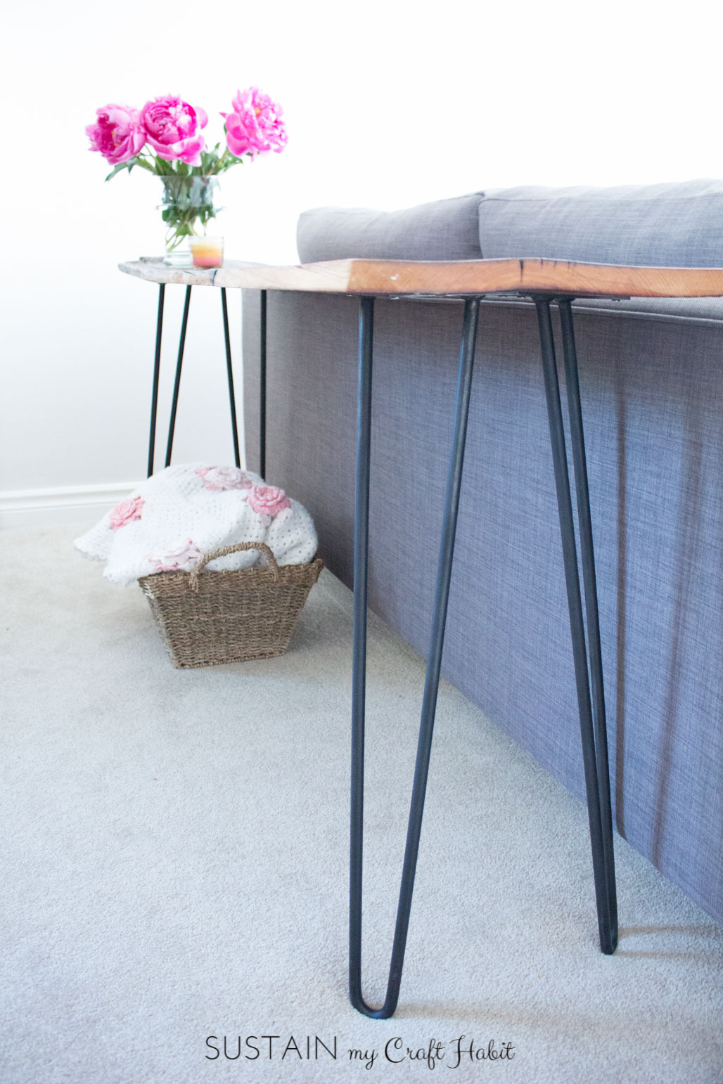 Reclaimed Wood Hairpin Leg Console Table