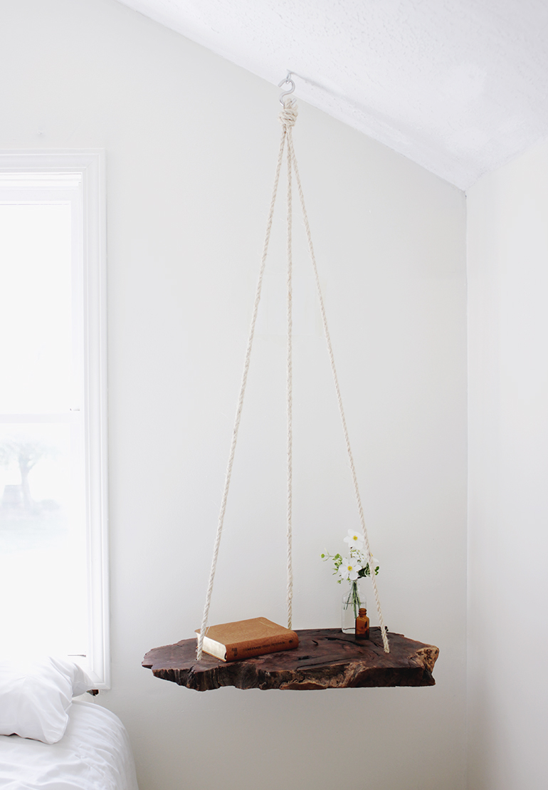 Wood Slab Bedside Table