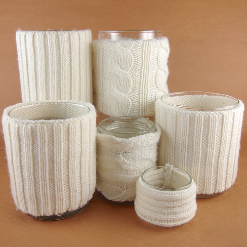 Sweater-Wrapped Candle Holders