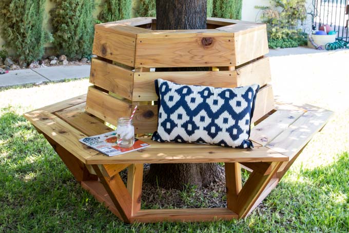 Hexagon Cedar Bench